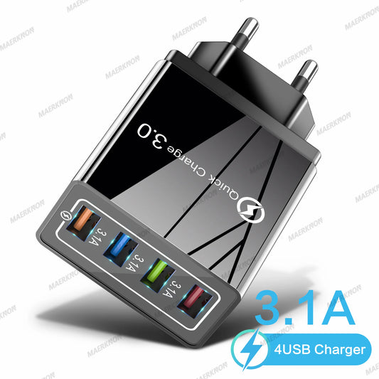 Fast Charging 4-Port USB Wall Charger